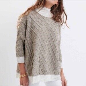 Mersea The Lisbon Traveler Mock Neck Pullover Sweater O/S Lattice Pattern